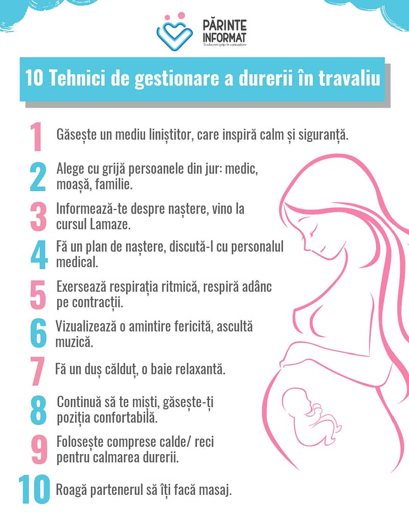 10 tehnici de gestionare a durerii în travaliu